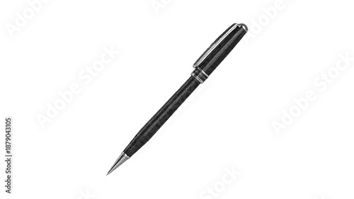 Elegant Black Fountain Pen and Ballpoint Pen Isolated on White Background