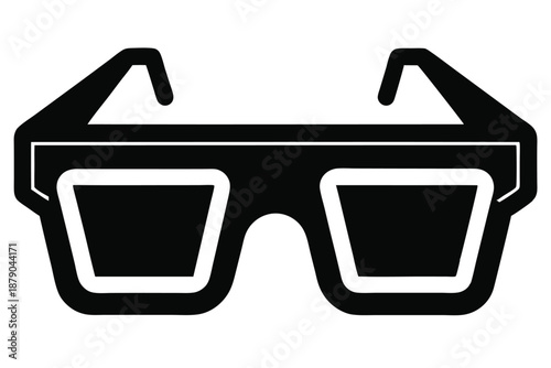3d glasses line art silhouette vector illustration