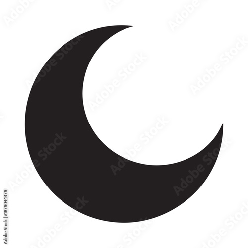 A simple black crescent moon icon against a plain white background