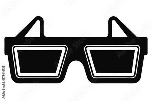3d glasses line art silhouette vector illustration
