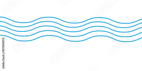 abstract monochrome repeatable blue five wave line design.