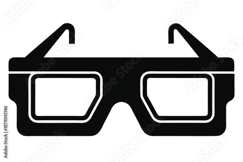 3d glasses line art silhouette vector illustration