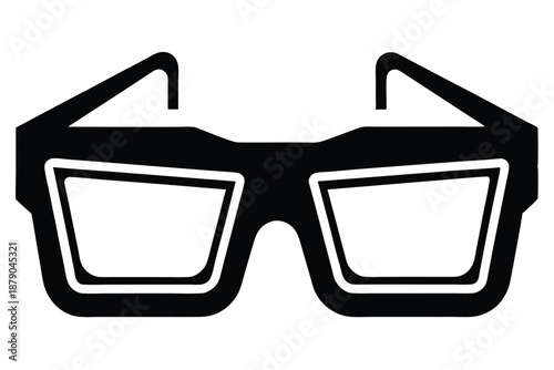 3d glasses line art silhouette vector illustration