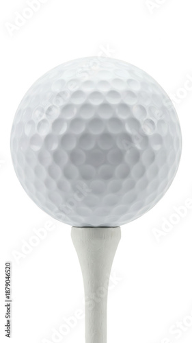 White Golf Ball on Tee, Isolated on White Background