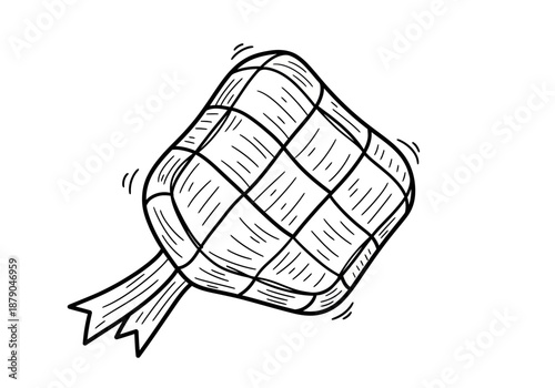 Hand-Drawn Ketupat Illustration: Traditional Rice Dumpling Design