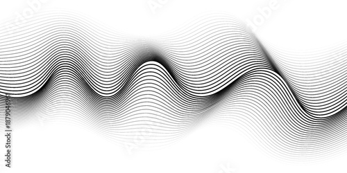 Horizontal line pattern. From thin line to thick. Parallel stripe. Black streak on white background. Straight gradation stripes. Abstract geometric patern.
