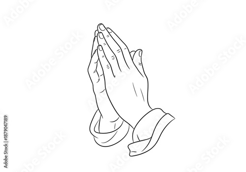 Line Art Illustration of Praying Hands with Cuffs