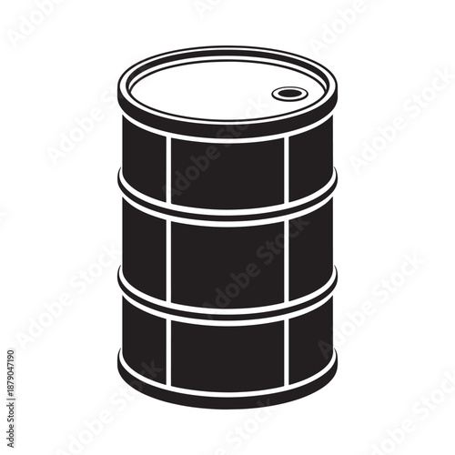 Simple black and white illustration of a cylindrical storage barrel or drum