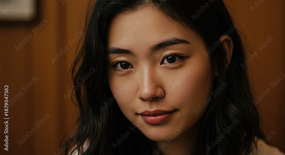 Naklejka premium Intimate Portrait of a Person with a Deep Thoughtful Expression and Contemplative Gaze