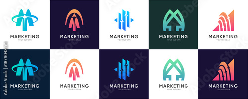Fotografie Set of Progress Arrow with Financial Growth logo design inspirations