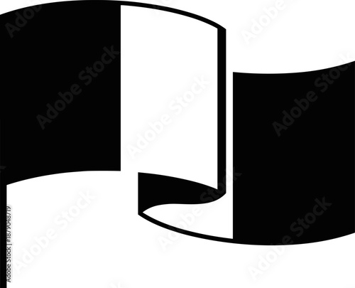 Ireland Waving Flag Silhouette Icon, Minimalist Black and White Tricolor Symbol