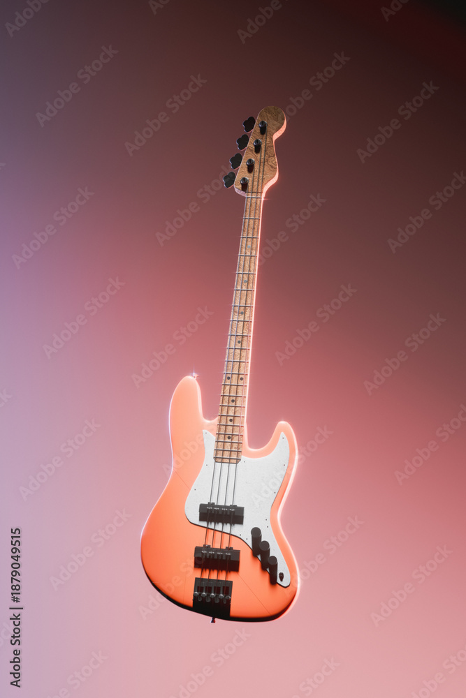 Obraz premium Retro inspired 3d Illustration of electric guitar on gradial background.