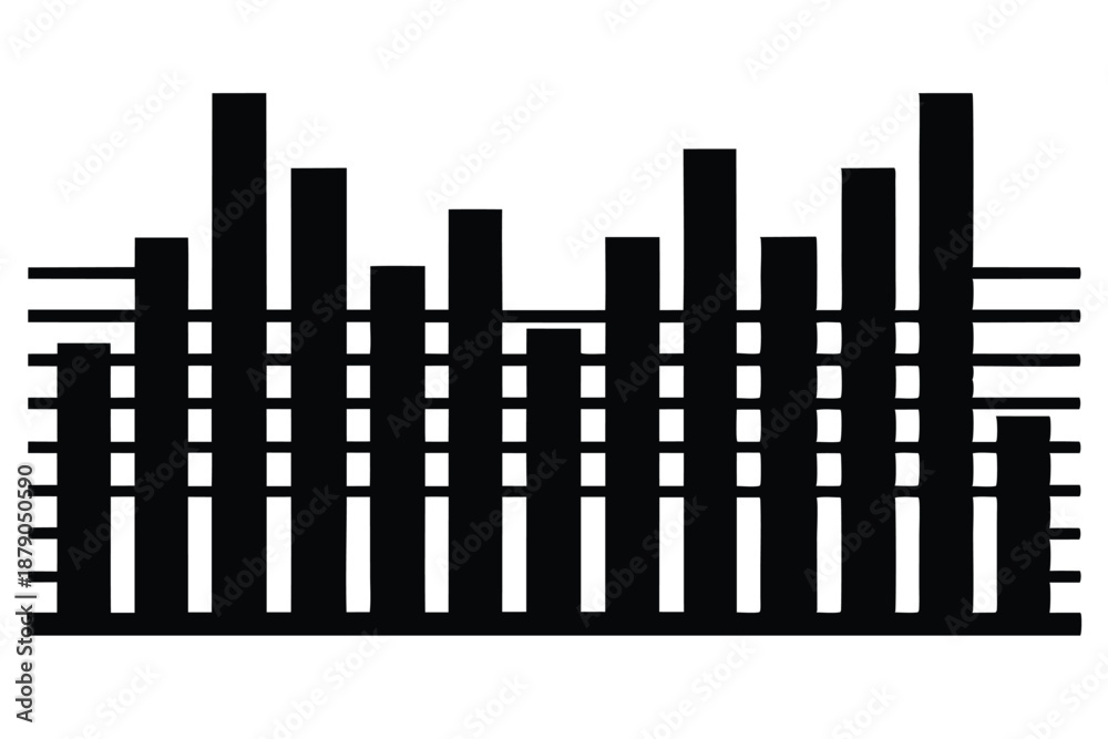 Fototapeta premium equalizer bars line art silhouette vector illustration