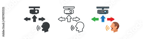 hands free interfaces warehouse ceiling projector showing arrows changed by shouted zone command