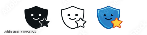 digital identity shield with simple face outline and trusted digital persona