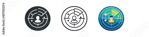 digital identity radar circle lines scanning small avatar dot identity detection