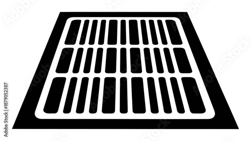 Sewer Grate Silhouette - Minimalist Vector Illustration