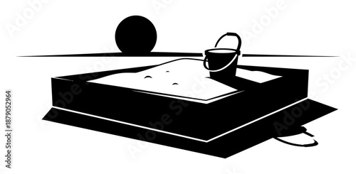 Sandbox with Bucket - Minimalist Vector Illustration