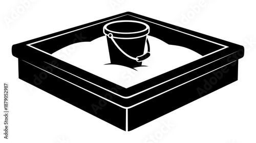 Sandbox with Bucket - Minimalist Vector Illustration