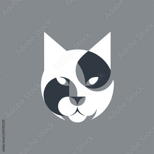 black and white cat head