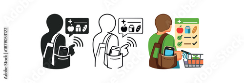 hands free interfaces grocery shopper adding items to digital list through phone pocket