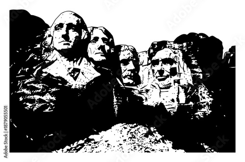 Photos Mount Rushmore Silhouette - Minimalist Vector Illustration