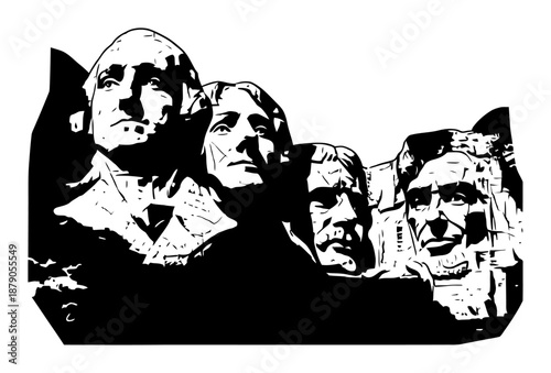 Mount Rushmore Silhouette - Minimalist Vector Illustration