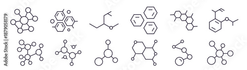 Atomic structure and science concept icon set,