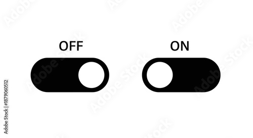 A simple illustration of on and off toggle switches on a white background