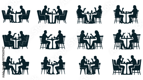 silhouette of people sitting at tables