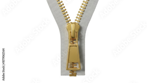 Fotografie Gold zipper PNG isolated on transparent background, clothing fastener for fashio