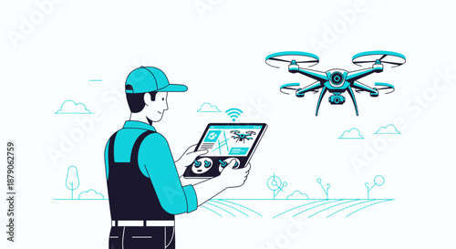 Precision Agriculture: Modern Farmer Utilizing Drone Technology for Enhanced Crop Management