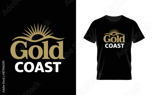 Gold Coast Logo Design on Black TShirt for Branding