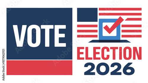 Vote Election 2026 Graphic with American Flag Theme