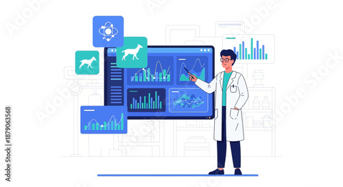Veterinary scientific data analysis presented on interface for animal livestock management