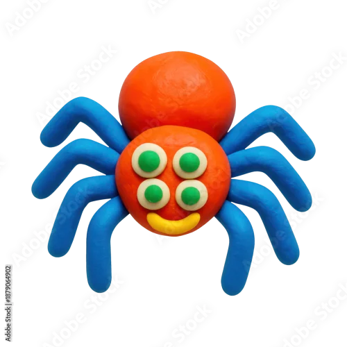 Obraz PNG Colorful clay spider sculpture