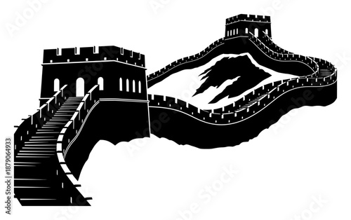Great Wall of China Vector - Minimalist Silhouette
