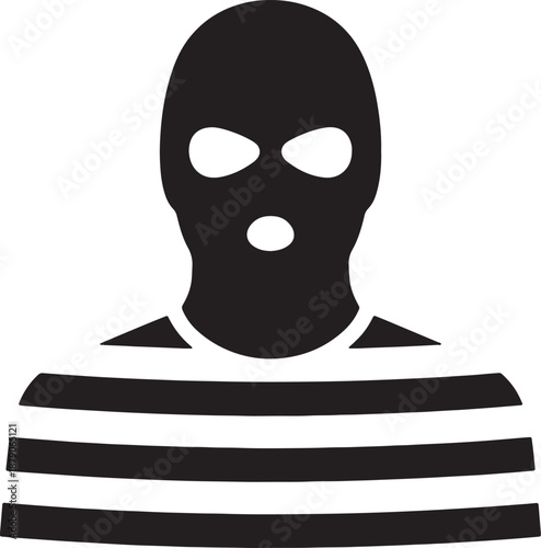 Black Silhouette of a Person Wearing a Mask with Three Horizontal Lines Below also transparent background