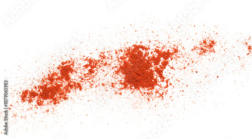 Red chili pepper powder isolated on white, top view