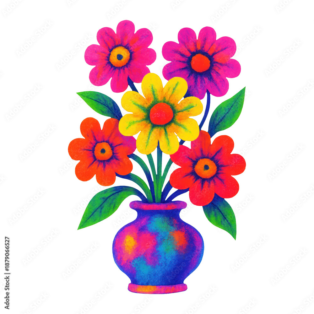 Fototapeta premium PNG Vibrant floral vase illustration