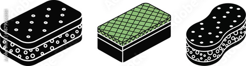 An illustration of three different types of mattresses on a white background