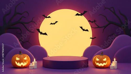 Halloween night with jack-o'-lanterns