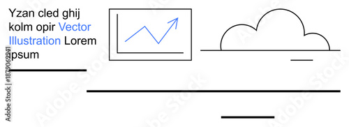Business growth, analytics, forecasting, technology, data visualization, digital strategy. Image shows a line graph with an upward trend and abstract cloud elements. Business growth and analytics