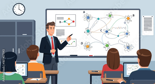 Engaging classroom presentation on theoretical physics attracting student attention effectively