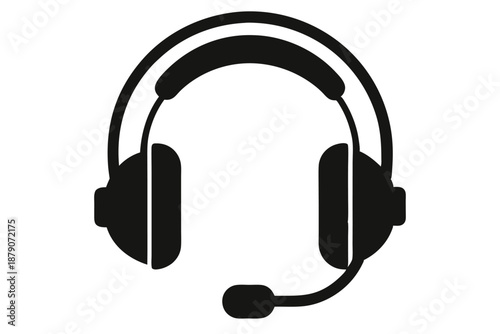 conference call headset line art silhouette vector illustration
