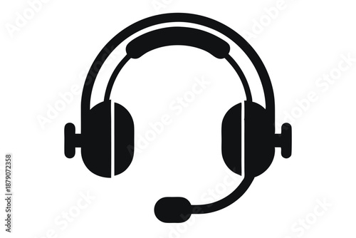 conference call headset line art silhouette vector illustration