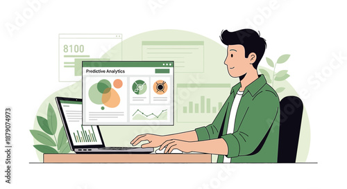 Dedicated analyst deeply interpreting business intelligence insights and advanced predictive