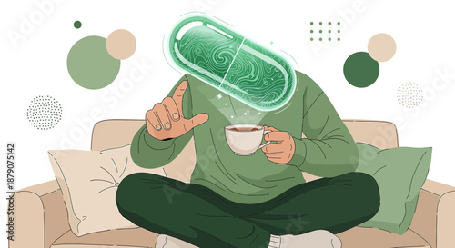 Digital wellness concept illustrating innovative mental health support through medication and