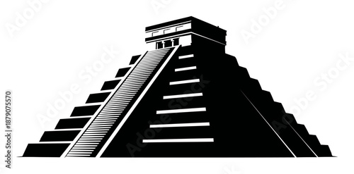 Chichen Itza Pyramid - Minimalist Vector Silhouette