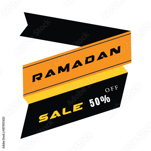 Ramadan Sale Ribbon Badge Template 50 Percent Off